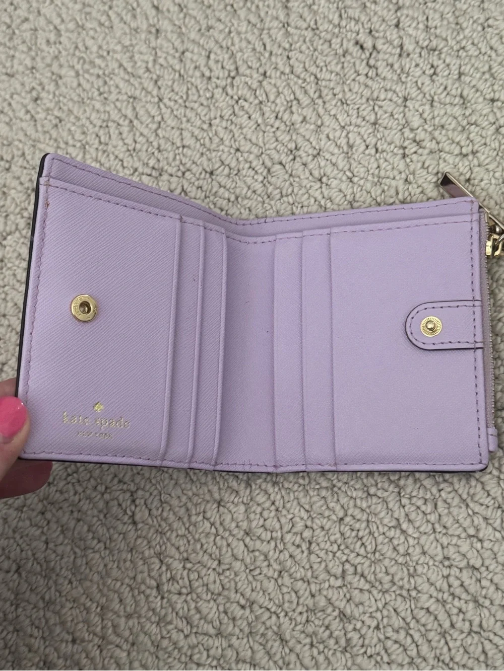 kate spade Leather Compact Wallet in Lilac